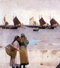 Detail from Stanhope Forbes A fish Sale on a Cornish Beach
