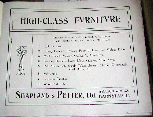 Shapland and Petter Furniture Catalogue circa 1906