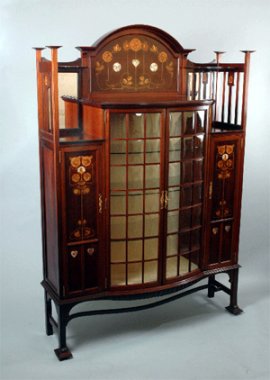 Fine Mahogany Display Cabinet with Inlaid Glasgow Rose design