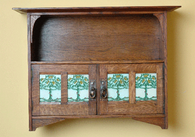 Oak  Hanging Cupboard with Medmenham Tiles.